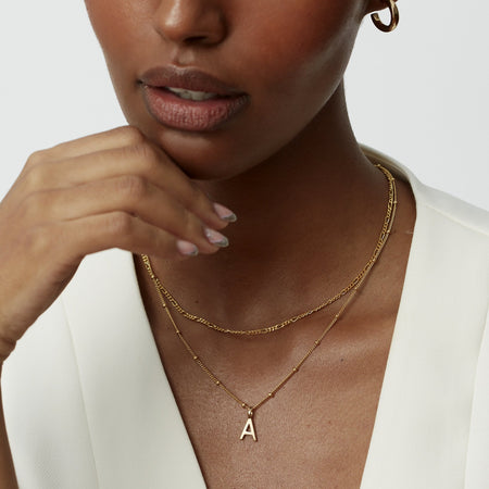 Letter Necklace with Bead Chain Gold